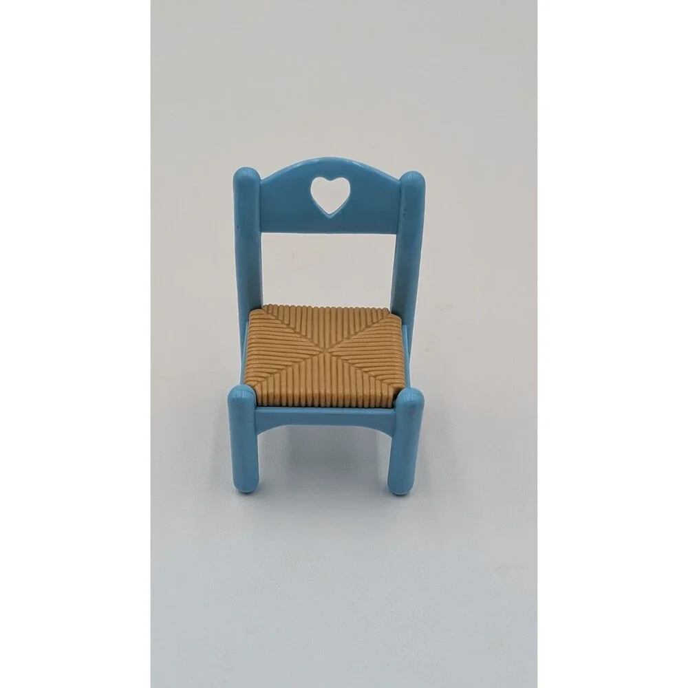 Vintage 1993 Fisher Price Loving Family Blue and Tan Chair. About 3”